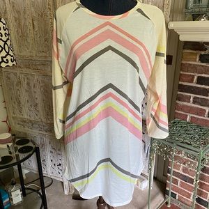LuLaRoe Pastel Chevron Print Randy XL NWT